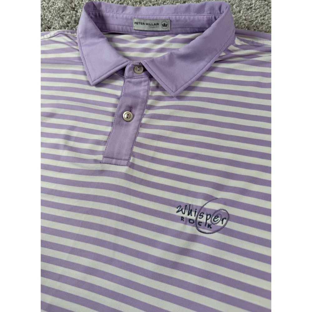 Peter Millar Tour Fit Performance Golf Polo Shirt Whisper Rock Stripe - Read